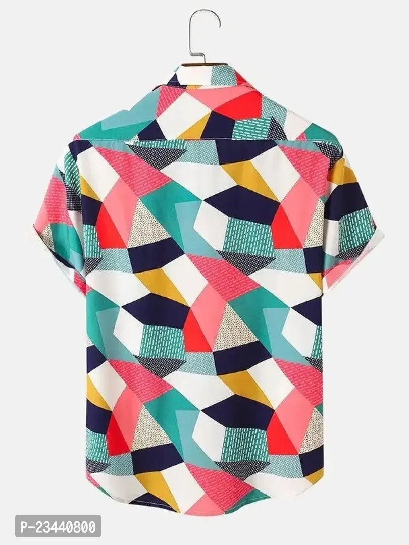 Trendy Multicoloured Polyester Spandex Short Sleeves Printed Casual Shirt For Men - ShopeClub