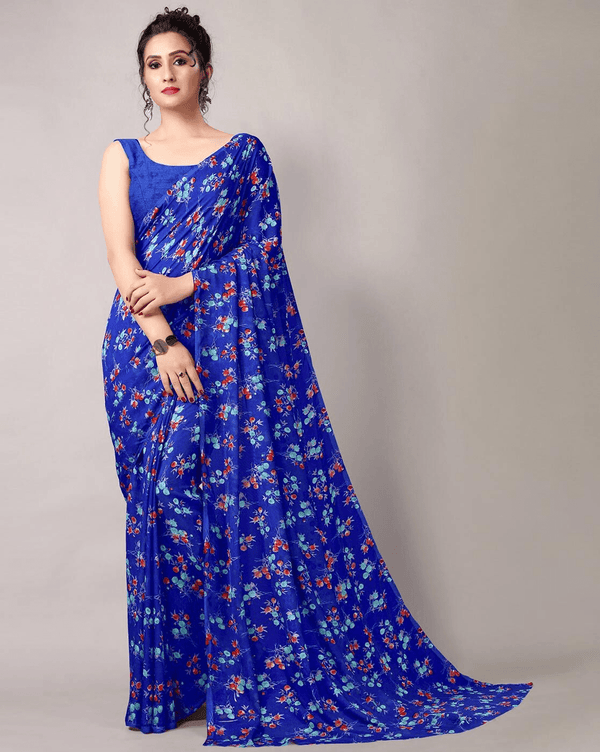 Floral Print Saree with Blouse Piece - ShopeClub