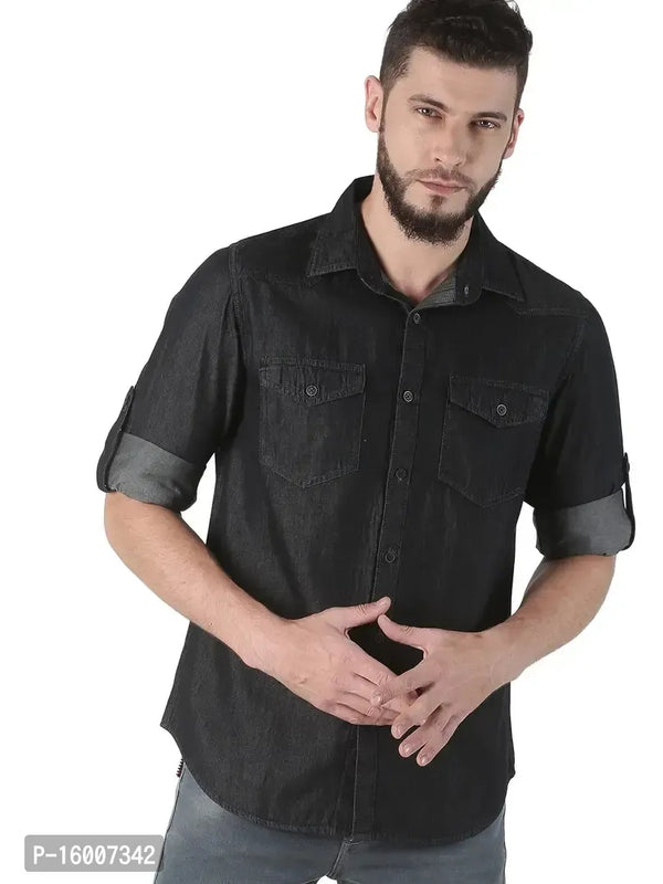 OJASS Men's Regular Fit Casual Denim Shirt - ShopeClub