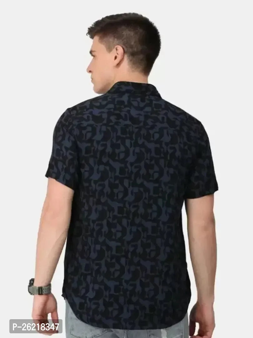 Men Slim Fit Printed Spread Collar Casual Shirt - ShopeClub