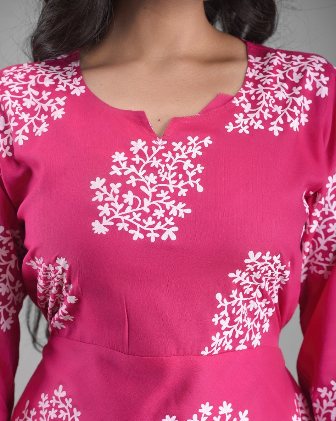 Elegant Pink Viscose Rayon A-line Kurta for Women - ShopeClub